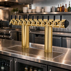 Thumbnail image #2 for Perlick Corporation 66500-6BTF Winged Tee Countertop Glycol-Cooled Draft Tower, 6-Faucet, Tarnish-Free Brass