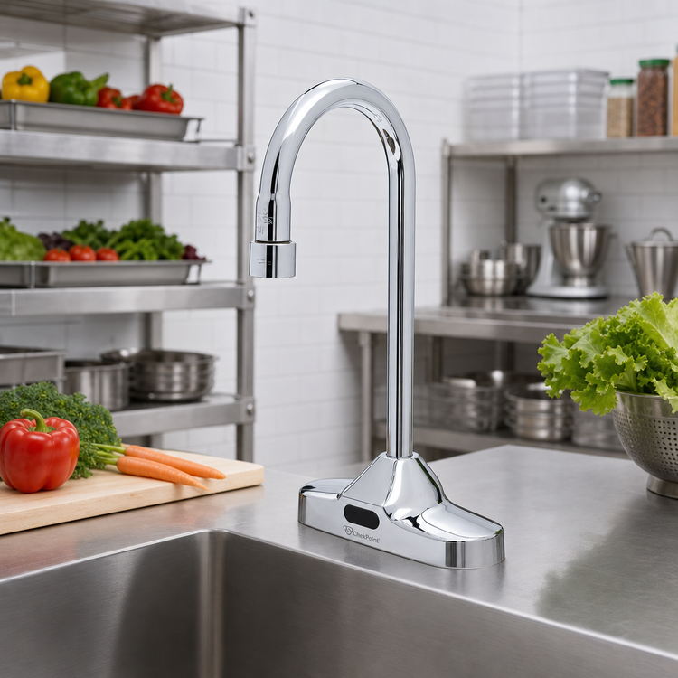 Product image #2 for ChekPoint Touchless Electronic Faucet with 4" Centers and 4-1/8" Rigid Gooseneck Spout