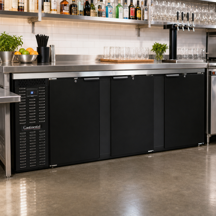 Product image #2 for Continental Refrigerator BB90SN Shallow Depth 90-Inch 3-Door Refrigerated Back Bar Cooler