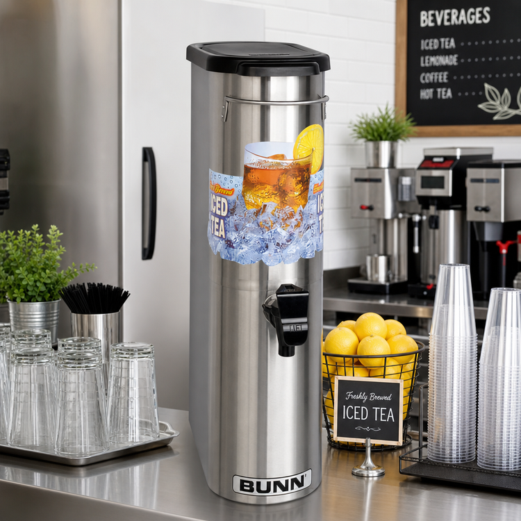 Product image #2 for BUNN Narrow Tower Iced Beverage Dispenser with Solid Lid, 3.5 Gallon, Stainless Steel