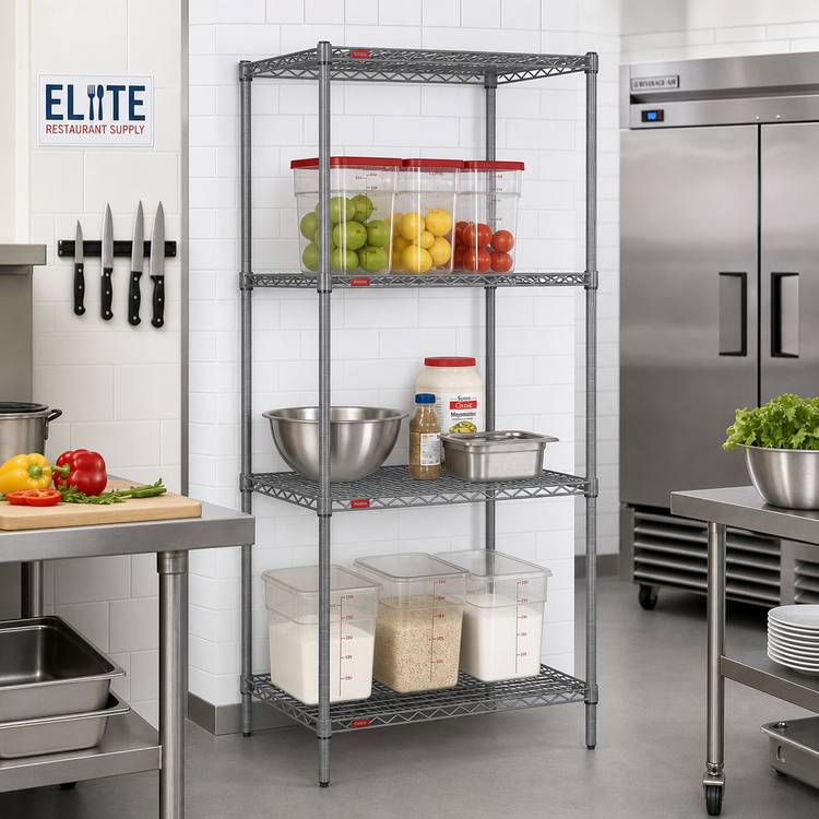 Product image #2 for Valu-Master 4-Tier Add-On Wire Shelving Unit, 24 x 24 x 74 Inches, Pewter Gray Epoxy
