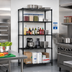 Thumbnail image #2 for Quantum Black Epoxy Antimicrobial Wire Shelving Starter Kit, 5 Shelves, 30