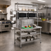Thumbnail image #2 for 48-Inch Stainless Steel Microwave Prep Table with Wire Overshelves and Undershelves