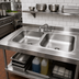 Thumbnail image #2 for Advance Tabco Two-Compartment Drop-In Sink, 18-Gauge 304 Stainless Steel, with 8-Inch Swing Spout Faucet and Basket Drains