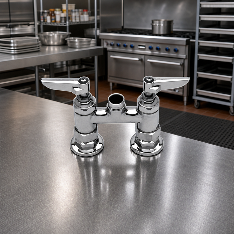 Product image #2 for T&S Brass 4-Inch Center Deck-Mount Double Pantry Mixing Faucet Without Spout