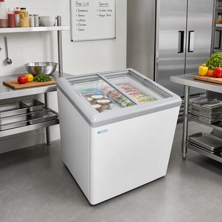 Product image #3 for Commercial Dual Temp Chest Refrigerator/Freezer with 2 Sliding Glass Doors, 6.4 Cu. Ft.