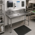 Thumbnail image #2 for John Boos PBMSHS-F2-4020 Multi-Station Freestanding Stainless Steel Hand Wash Sink, 40-Inch Wide, 5-Inch Deep Bowl, 7-Inch Backsplash
