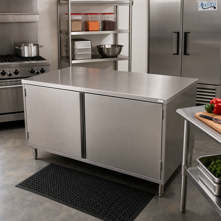 Product image #2 for BK Resources 72-Inch x 36-Inch Stainless Steel Chef Table Cabinet Base with Hinged Doors