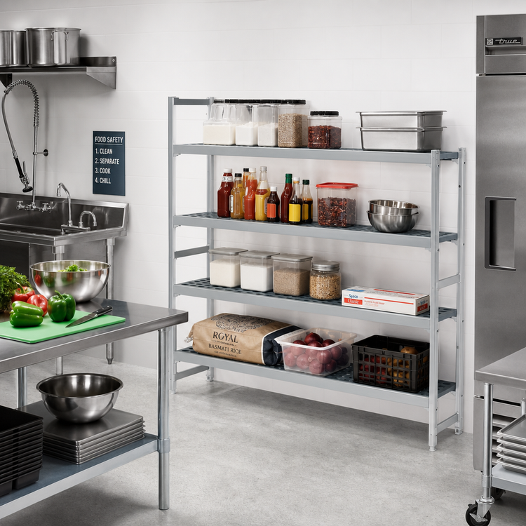 Product image #2 for Fermostock 4-Tier Polymer Shelving Expansion Kit, 47W x 14D x 83H, Gray