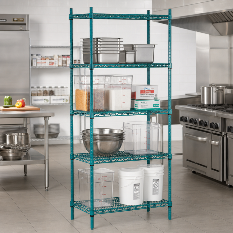 Product image #2 for Advance Tabco Special Value Series Stationary 4-Shelf Green Epoxy Wire Shelving Unit, 36 Inches W x 18 Inches D x 74 Inches H