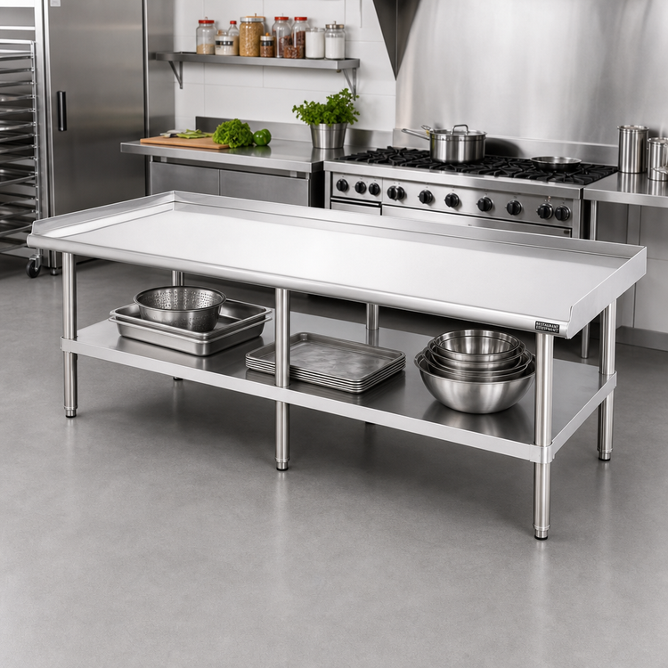 Product image #2 for 60-Inch W x 24-Inch D Stainless Steel Equipment Stand with Adjustable Undershelf