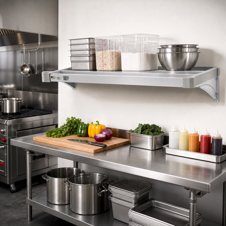 Product image #3 for New Age Adjust-A-Shelf Heavy-Duty Wall-Mounted Aluminum Shelf, 60 x 24 Inches