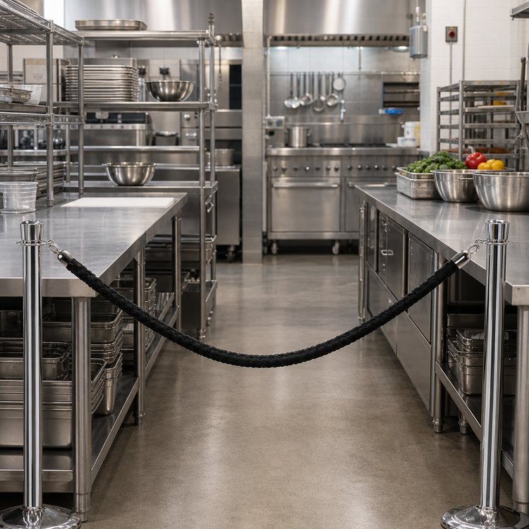 Product image #2 for Securit Black Braided Barrier Rope with Chrome Ends, 2-Inch Diameter x 60-Inch Length