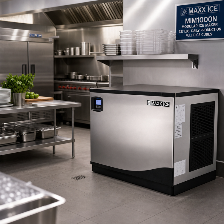 Product image #2 for Maxx Ice MIM1000N Modular Full Dice Cube Ice Maker - 937 lb. Production, Air-Cooled
