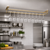 Thumbnail image #2 for Ceiling-Mounted 16-Inch Dual-Rail Brass Glass Hanging Rack