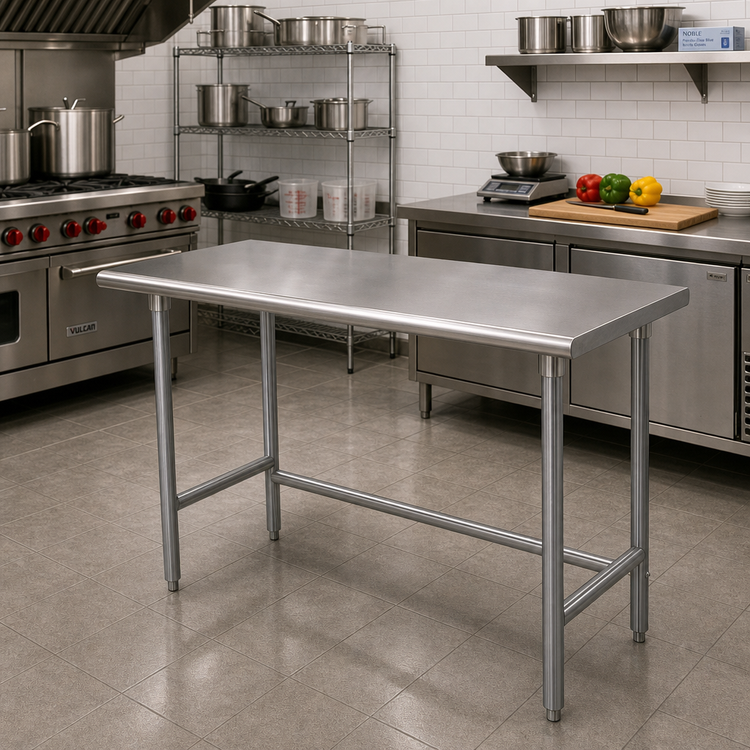 Product image #2 for Advance Tabco 48" x 30" 16-Gauge 304 Stainless Steel Open Base Work Table