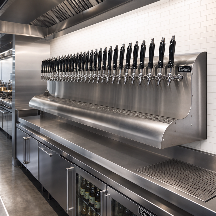 Product image #2 for Perlick 96-Inch Modular Wall-Mount Glycol-Cooled Draft Beer Dispensing Tower, 32 Faucets