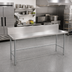 Thumbnail image #2 for Advance Tabco 144-Inch x 24-Inch 14-Gauge 304 Stainless Steel Work Table with 10-Inch Backsplash and Galvanized Open Base