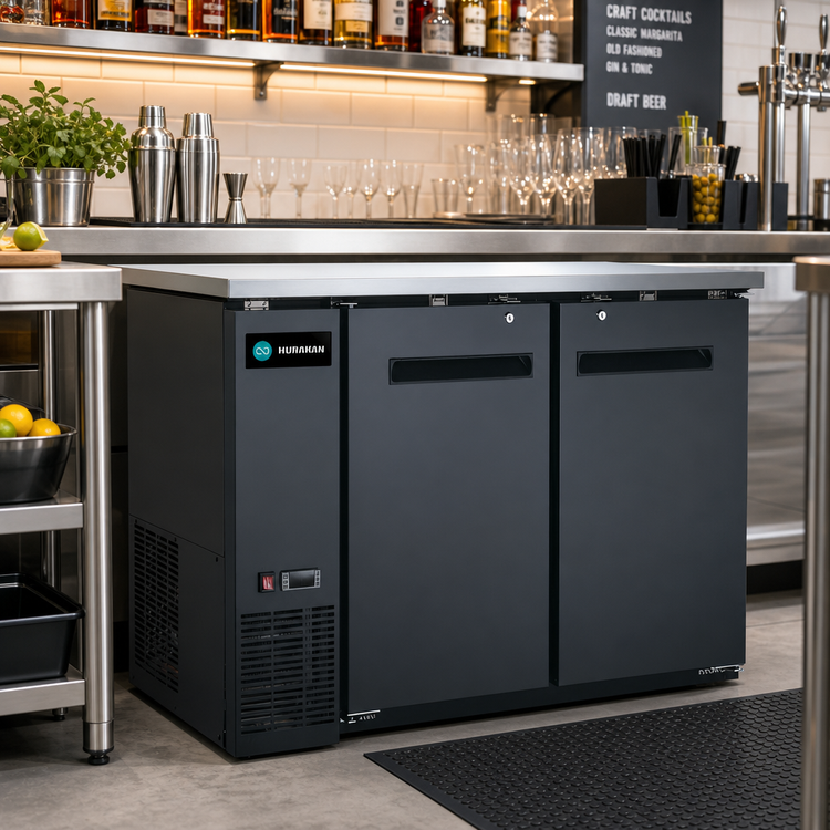 Product image #2 for Hurakan by Equip.me 48-Inch Narrow Back Bar Refrigerator with 2 Solid Doors, 11.2 Cu. Ft.
