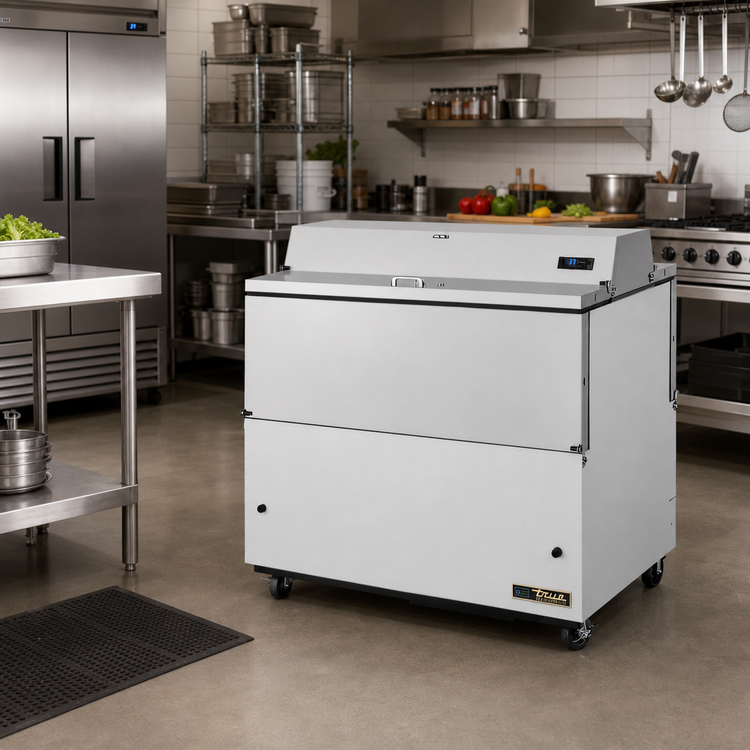 Product image #2 for True 49-Inch Mobile Dual-Sided Milk Cooler Cart, 12-Crate Capacity