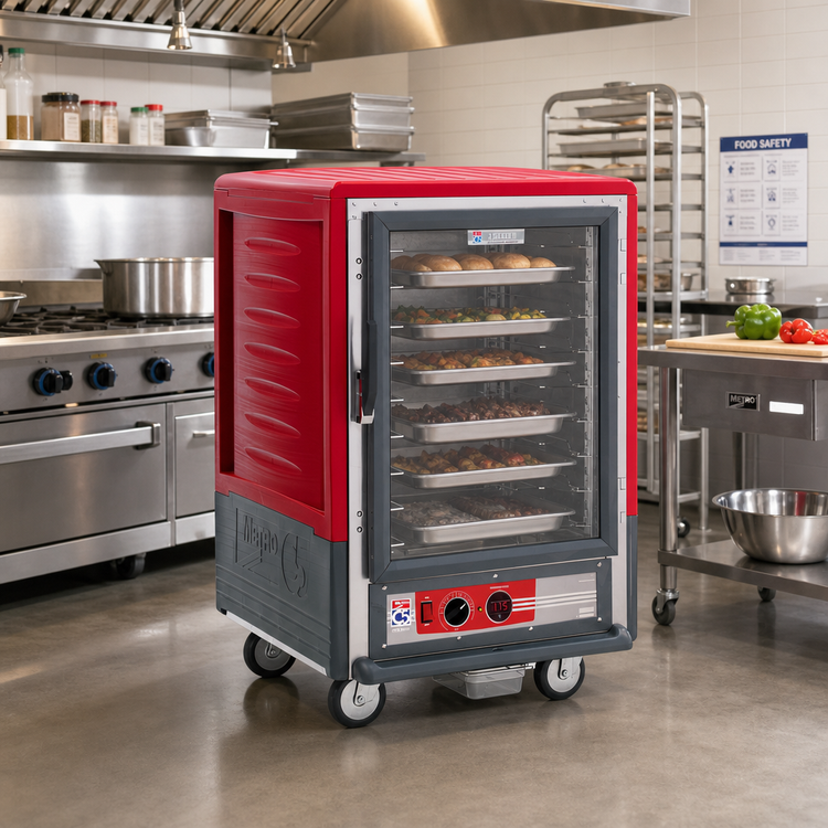 Product image #2 for Metro C5 Insulation Armour Half-Height Mobile Heated Holding Cabinet with Clear Polycarbonate Door, Universal Slides, 120V Lower-Wattage