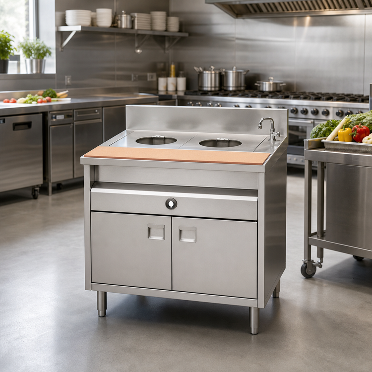 Product image #2 for La Rosa Refrigeration 30 x 28 Inch Gas Wet-Only Open-Well Hot Food Table with 2 Openings and Cabinet Base
