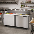 Thumbnail image #2 for Delfield Mega Top 4464NP-24M 64-Inch Two-Section Sandwich/Salad Prep Refrigerator with 24-Pan Top and Self-Contained Refrigeration