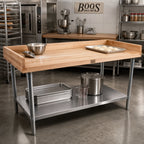 Thumbnail image #2 for John Boos DSS14 96-Inch x 36-Inch Maple Bakers' Work Table with 1-3/4-Inch Top, 4-Inch Coved Riser and Stainless Steel Undershelf