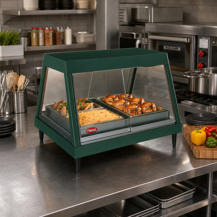 Product image #2 for Hatco Glo-Ray Countertop Heated Display Case, Straight Glass Front, 2-Pan Dual Shelf, Humidity