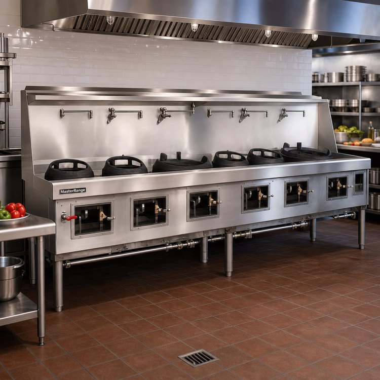 Product image #2 for MasterRange 6-Section Gas Wok Range with Brick-Lined Chambers and Swing Faucets