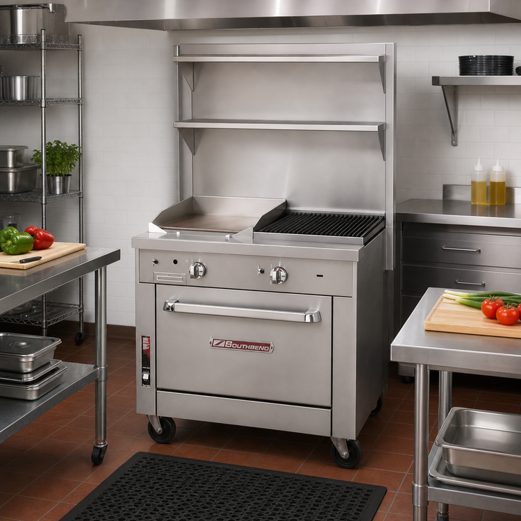 Product image #2 for Southbend Platinum 32-Inch Gas Heavy Duty Range with 16-Inch Griddle, 16-Inch Charbroiler and Standard Oven