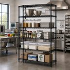 Thumbnail image #2 for Quantum WR86-3660BK-5 Stationary Wire Shelving Starter Kit, 60"W x 36"D x 86"H, 5 Shelves, Black Epoxy Finish