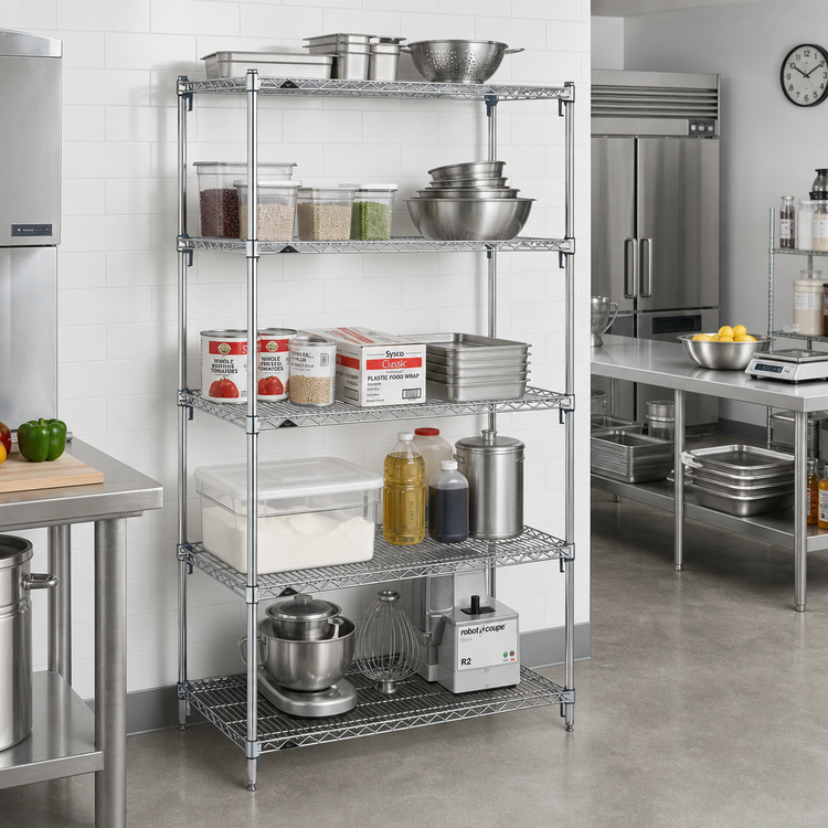 Product image #2 for Metro Super Adjustable Super Erecta Chrome-Plated Wire Starter Shelving Unit, 42W x 18D x 74H, 5 Shelves