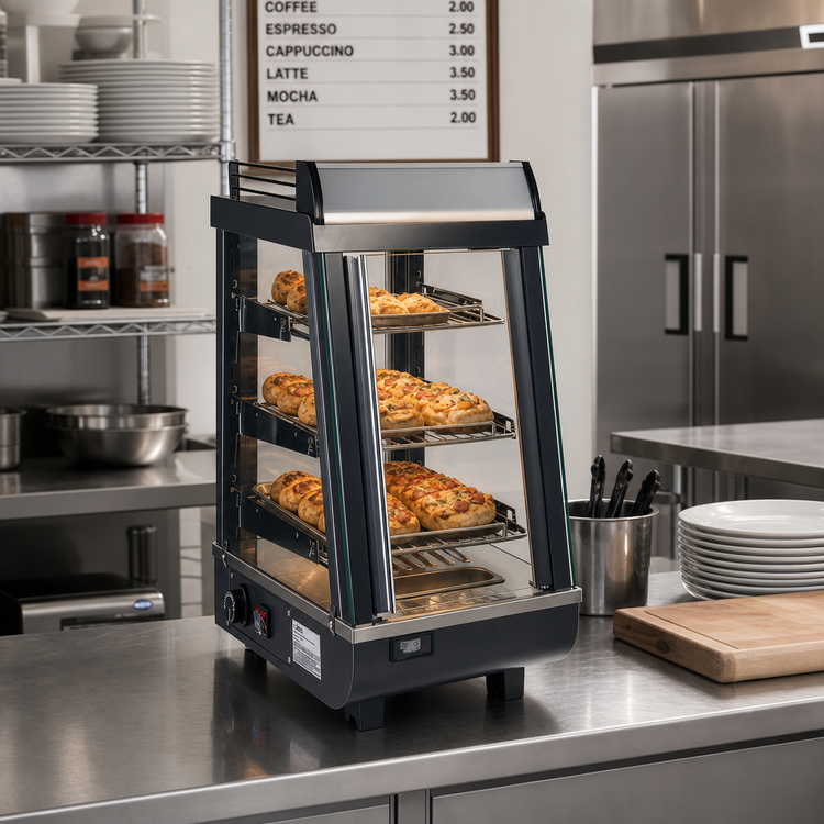 Product image #3 for Winco Heated Countertop Food Display Merchandiser, 13-1/2 Inch Wide, 3-Shelf