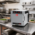 Thumbnail image #3 for Metro HotBlox™ HBCN4-ASPS-CT 4-Pan Narrow Pass-Thru Insulated Holding Cabinet, Countertop/Stacking, Analog Controls, Solid Doors, 120V