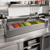 Thumbnail image #2 for 60-Inch Refrigerated Countertop Condiment Rail with Hinged Cover, Holds 6 1/3-Size Pans