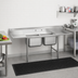 Thumbnail image #2 for Eagle Group 314 Series 2-Compartment Stainless Steel Sink with Left and Right Drainboards, 84-1/4 Inch Wide