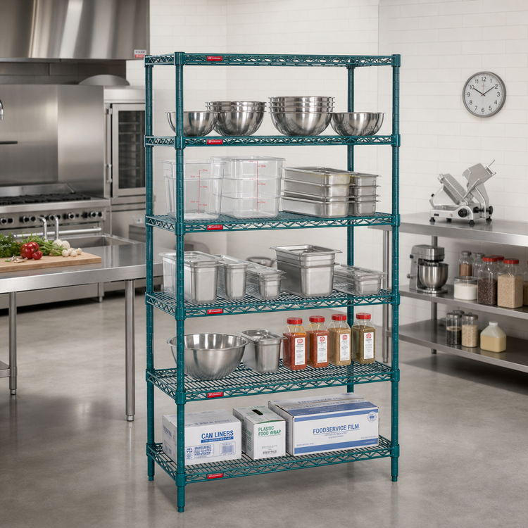 Product image #2 for EagleGard 5-Tier Stationary Starter Wire Shelving Unit, 36W x 24D x 86H, EAGLEgard Hybrid Epoxy Finish