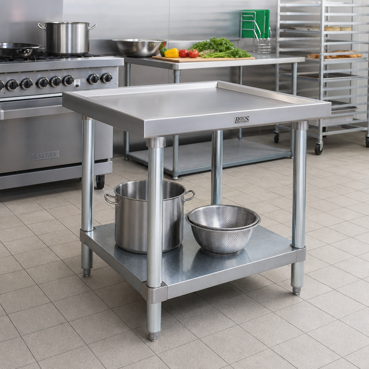 Product image #2 for John Boos Heavy-Duty Stainless Steel Machine Stand with Adjustable Galvanized Lower Shelf, 36 x 30 x 20.25 Inches