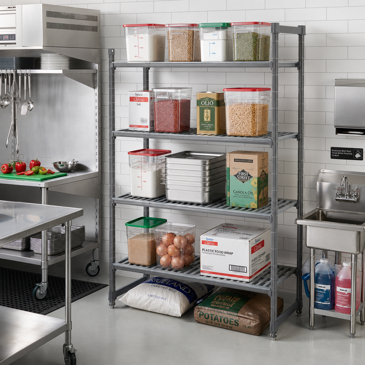 Product image #2 for Cambro Camshelving Basics Plus 5-Shelf Vented Add-On Polymer Shelving Unit, 42-Inch Wide x 21-Inch Deep x 72-Inch High, Brushed Graphite