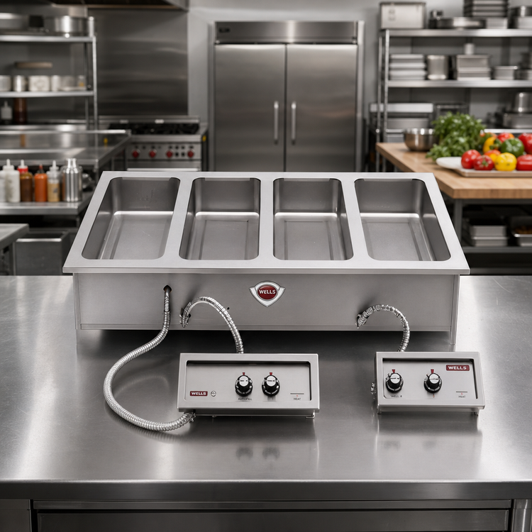 Product image #2 for Wells Built-In Top-Mount Electric Auto-Fill Wet/Dry Hot Food Well for 4 1/3 Size Pans