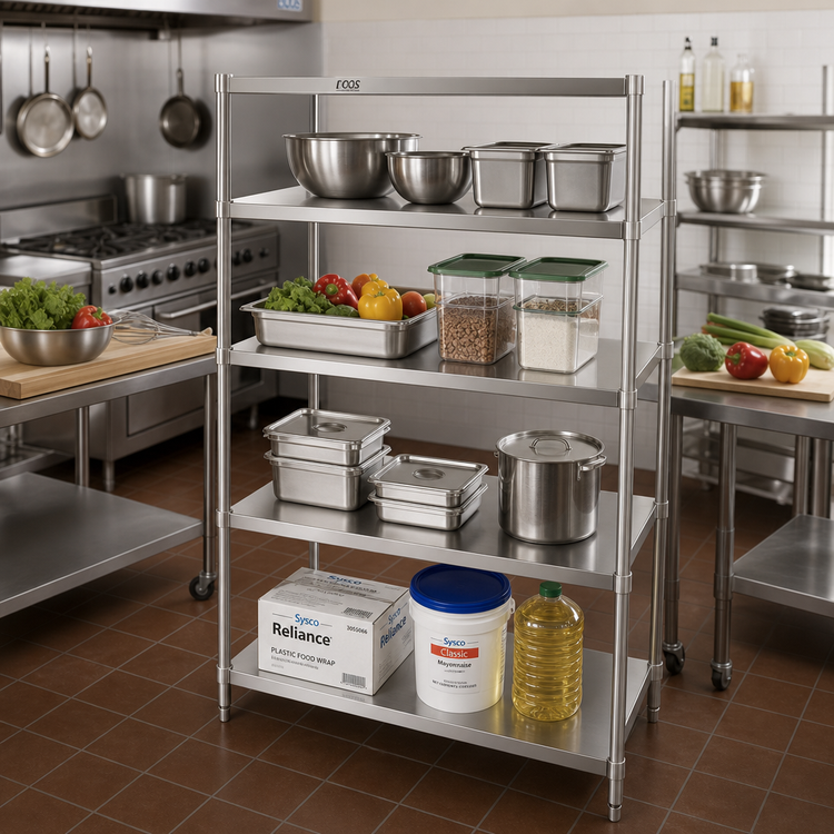 Product image #2 for John Boos Stainless Steel Dry Storage Shelving Unit with 4 Adjustable Shelves