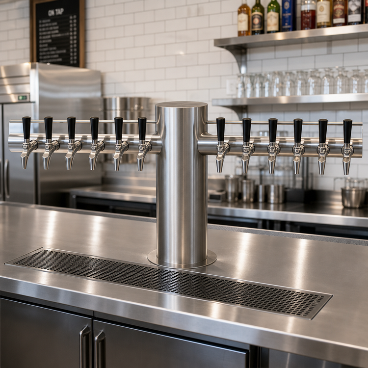 Product image #2 for Krowne Max-T Style Countertop 12-Faucet Glycol-Cooled Beer Tower, Brushed Stainless Steel