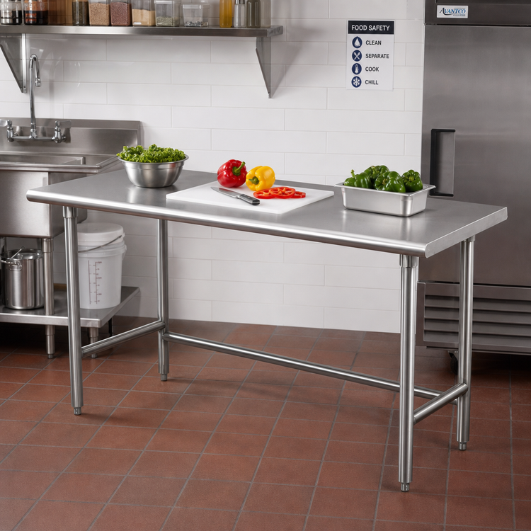 Product image #2 for Advance Tabco Special Value Series 84-Inch x 30-Inch Flat Top Open Base Work Table