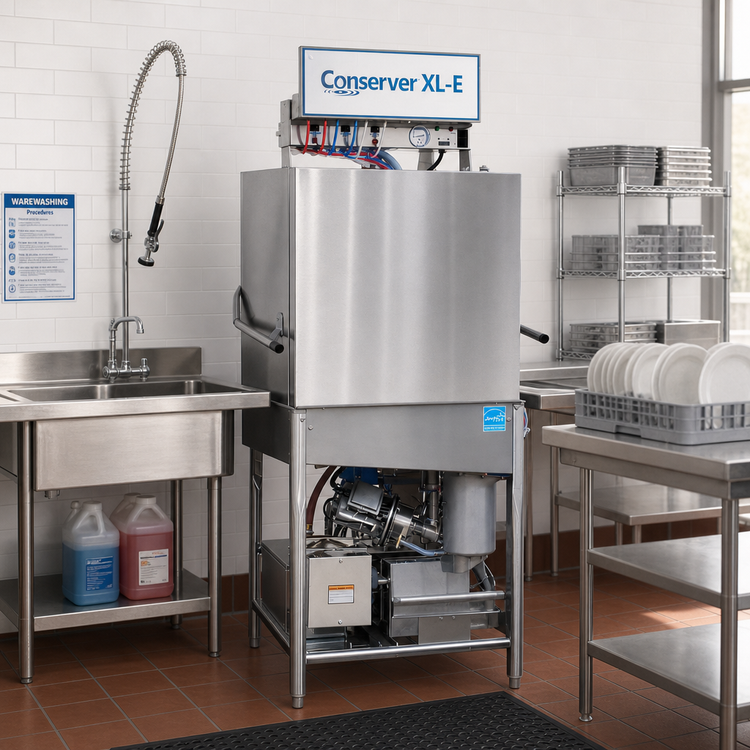 Product image #2 for Jackson Conserver XL-E-LTH Universal Low-Temperature Chemical Sanitizing Door-Type Dishwasher with Built-In Booster Heater