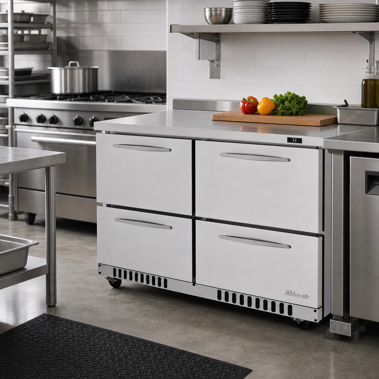 Product image #2 for Turbo Air PRO Series 2-Section Front-Breathing Undercounter Drawer Refrigerator, 48 1/4 Inch Wide, Stainless Steel