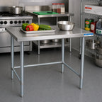 Thumbnail image #2 for BK Resources VTTOB-4824 Open-Base Stainless Steel Work Table, 48 x 24 x 36 Inches, 18-Gauge 430 Top, Galvanized Legs
