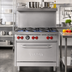 Thumbnail image #2 for Vulcan 36-Inch LP Gas Commercial Range with 6 Open Burners, Standard Oven, and Backriser High Shelf