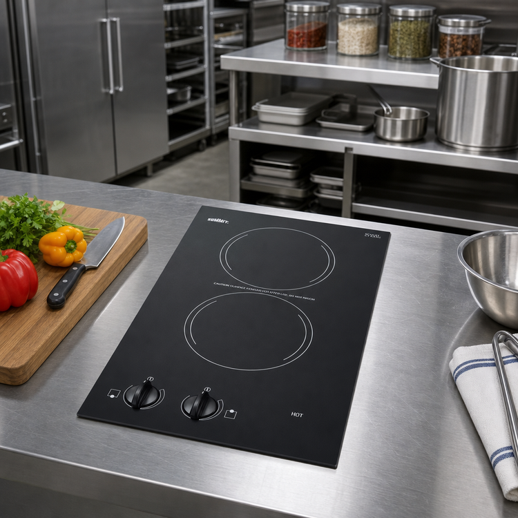 Product image #3 for Summit Appliance CR2110B 11 7/8 Inch 2-Element Electric Radiant Cooktop with SCHOTT CERAN Glass Surface