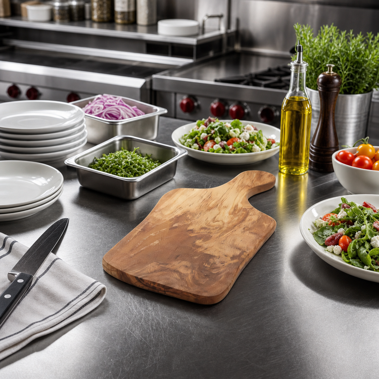 Product image #2 for American Metalcraft Olive Wood Free-Form Serving Board with Handle, 11 x 7 Inch